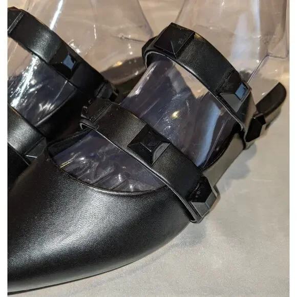 Marc Fisher Womens Searli Studded Strappy Mules Flats Black Size 10 Pointed Toe - Picture 3 of 9